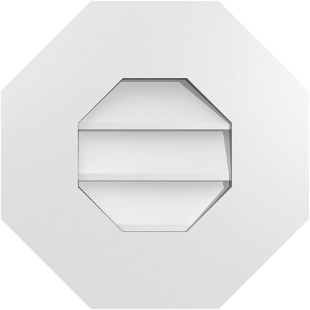 Ekena Millwork Octagonal Surface Mount PVC Gable Vent: Non-Functional, w/ 3-1/2"W x 1"P Standard Frame, 14"W x 14"H GVPOC14X1401SN